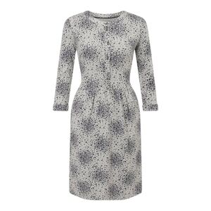 Boden Gray Marl Briar Dress Size 4L Pockets 100% Cotton Midi Navy & Gray